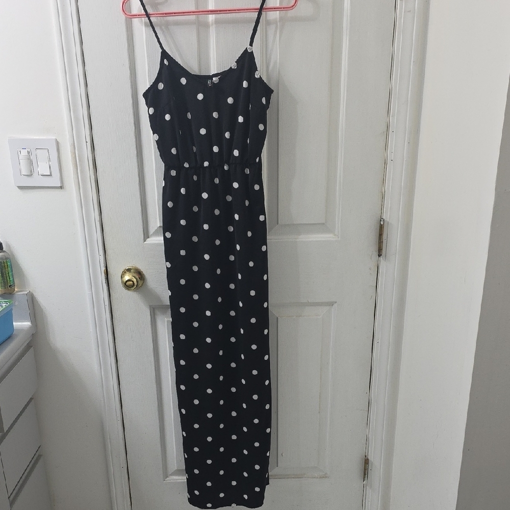 Divided Black and White Polka Dot Maxi Dress